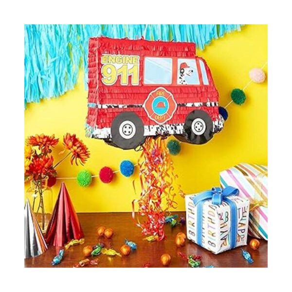 Piñata de camión de bomberos para decoraciones de fiesta_2