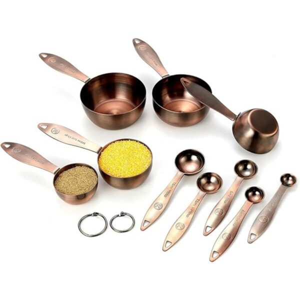 Juego de tazas y cucharas medidoras de cobre juego de 10