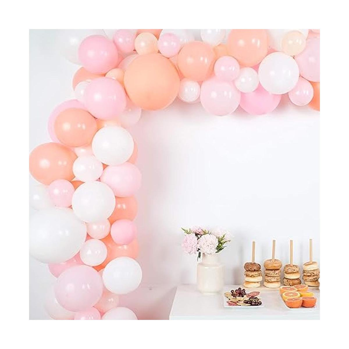 Kit de guirnalda de globos rosa blanco rubor globos