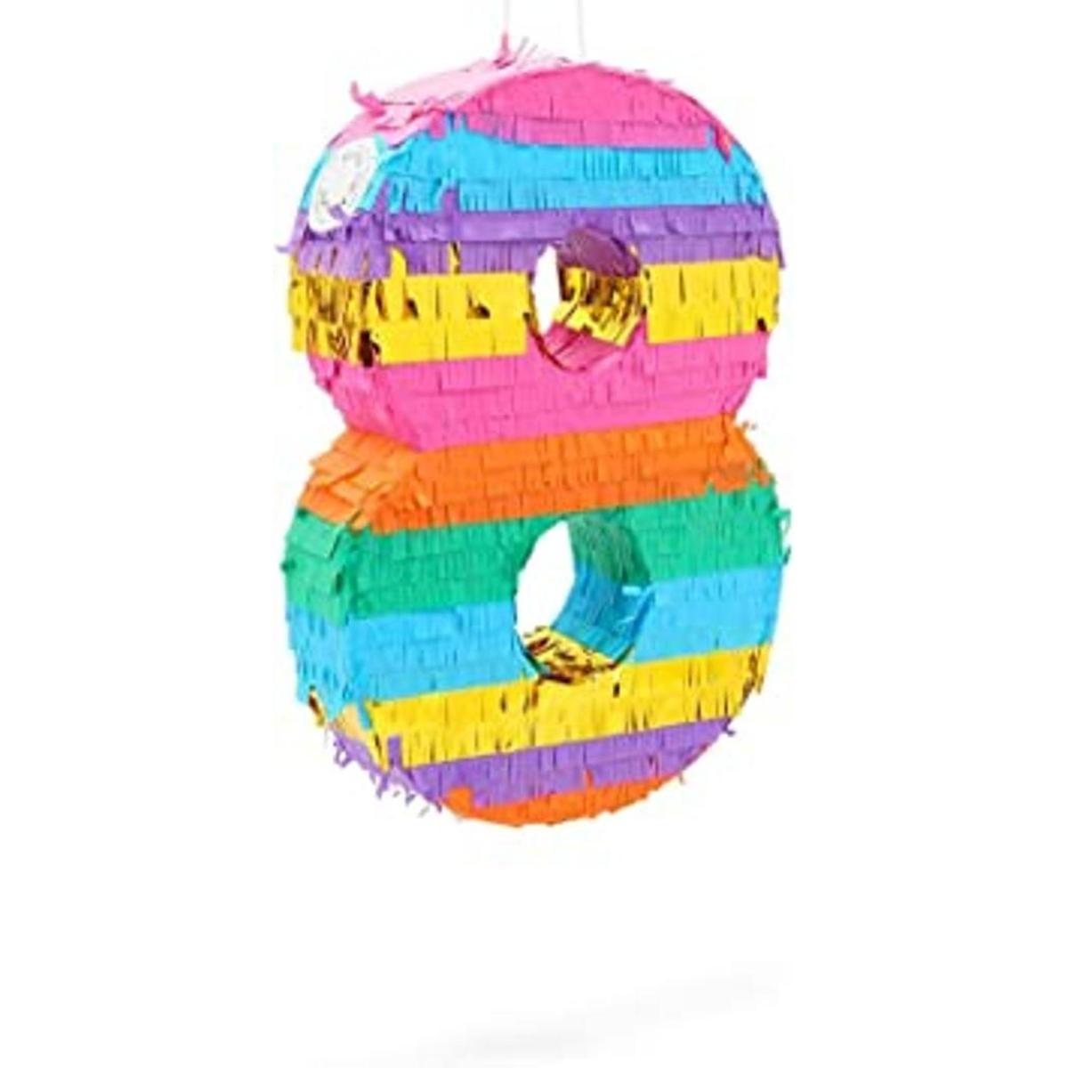 Piñata pequeña arcoíris para fiesta de cumpleaños número
