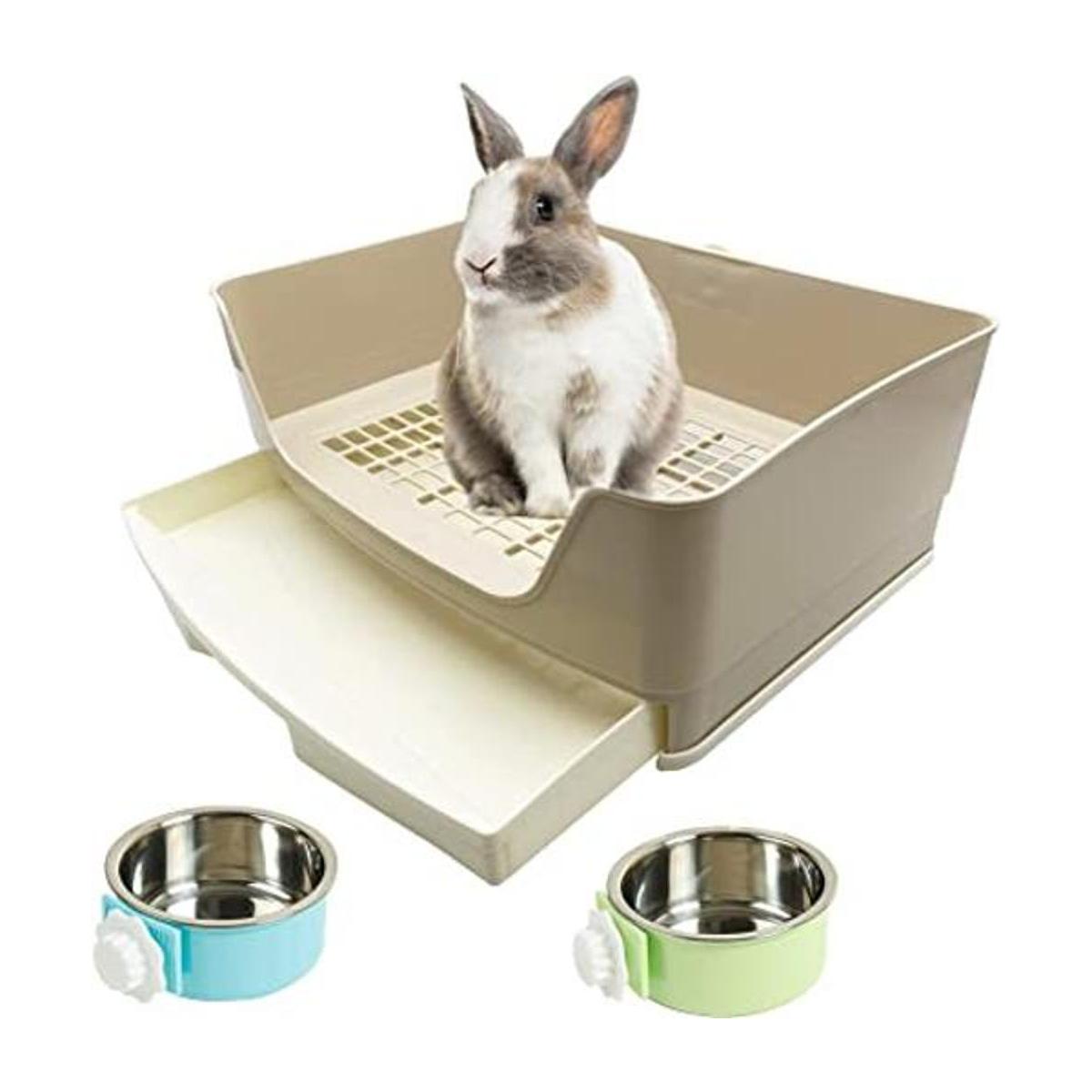 PINVNBY Rabbit Corner Litter Box with Drawer Small Animal