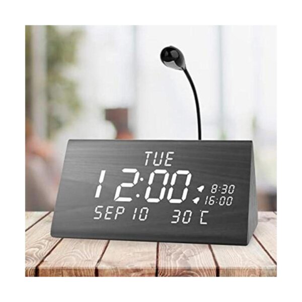 MEKO Reloj despertador digital de madera para dormitorios_1