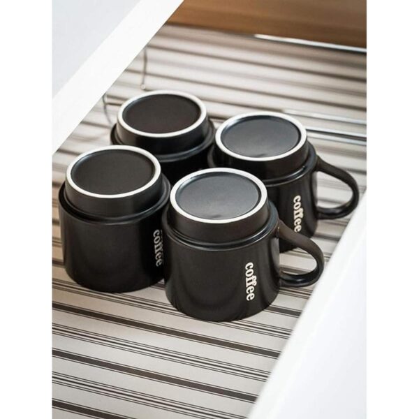 LAUCHUH Juego de 4 tazas de café apilables con estante_5