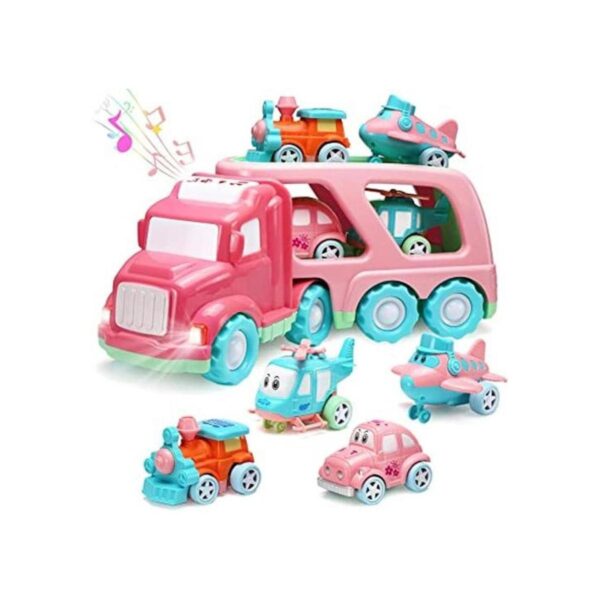 Juego de juguetes de coche portador 5 en 1 con luces y