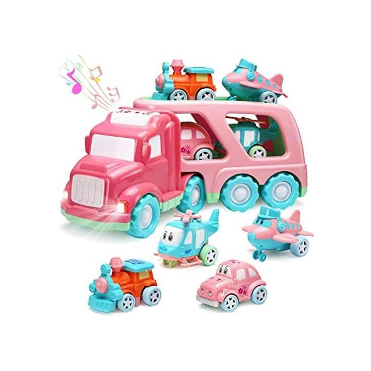 Juego de juguetes de coche portador 5 en 1 con luces y
