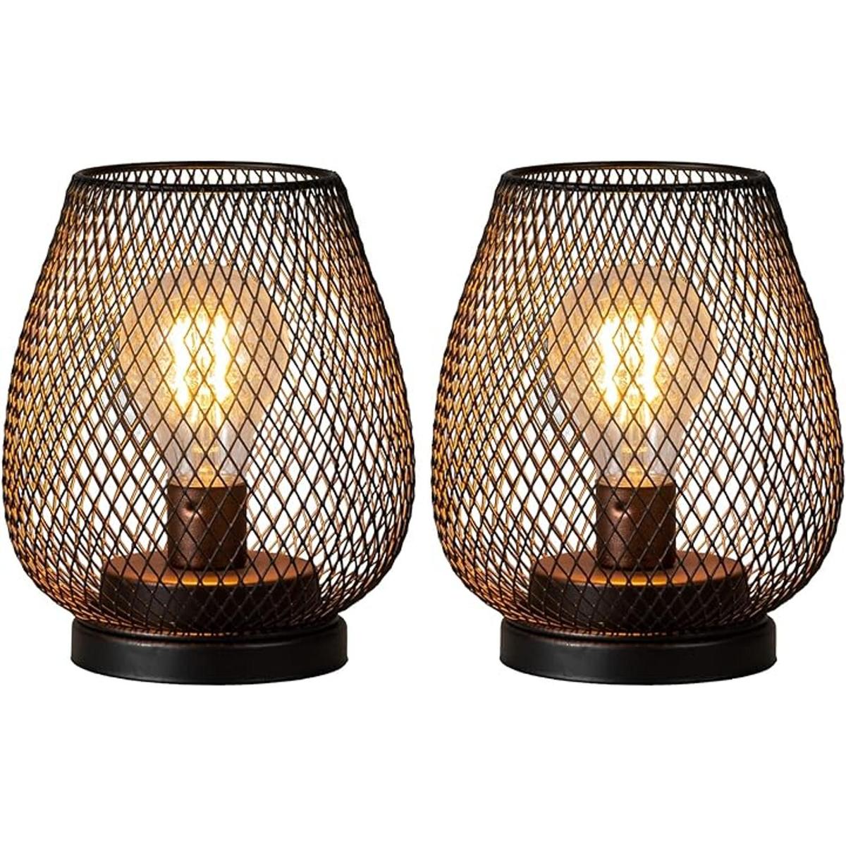 DECORKEY Juego de 2 lámparas de mesa LED que funcionan con