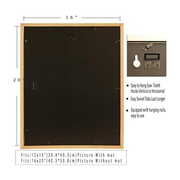 KAOIKO Marco de 16 x 20 pulgadas madera maciza blanca con