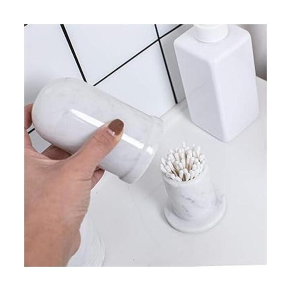 JIMEI Soporte para hisopos de algodón de mármol con tapa_4
