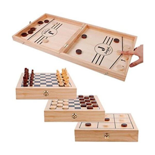 Juegoal Juego de discos de madera 4 en 1 para niños y