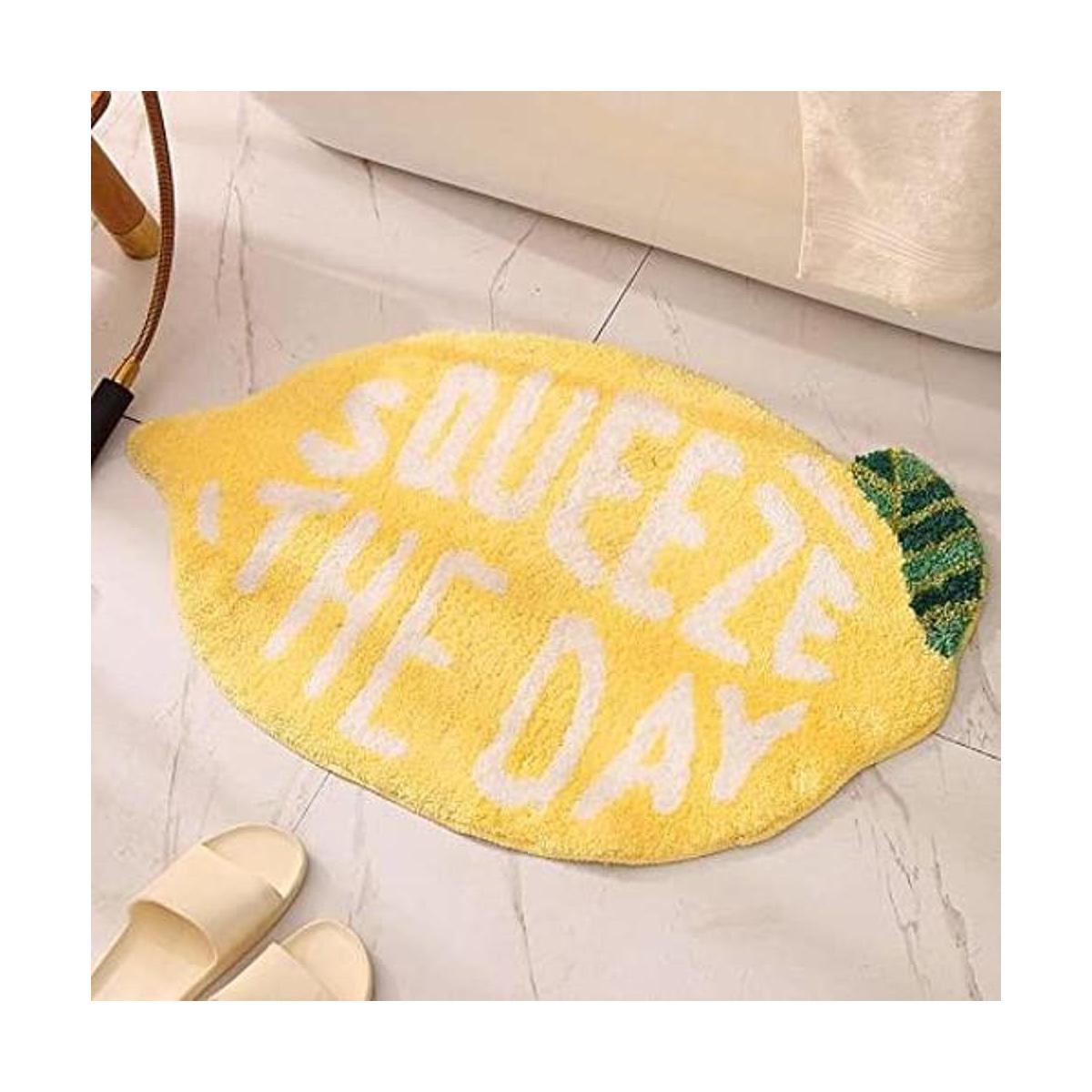 Ukeler Alfombra de baño suave de limón amarillo para