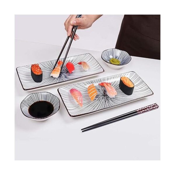 Juego de 6 platos de sushi de cerámica rectangular de 10