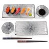 Juego de 6 platos de sushi de cerámica rectangular de 10