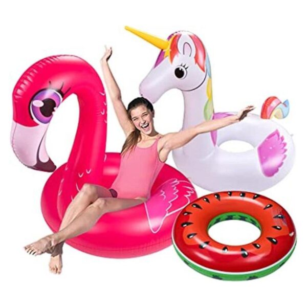 Juego de 3 flotadores de piscina para adultos unicornio_1