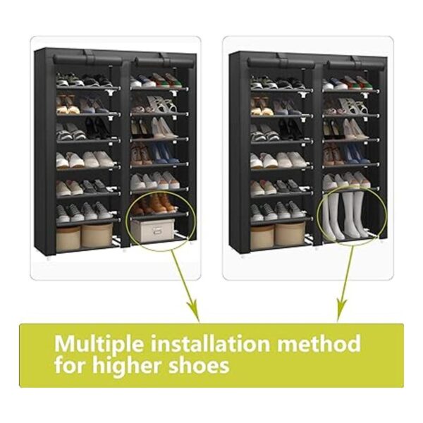 JIUYOTREE Zapatero de 7 niveles con funda a prueba de