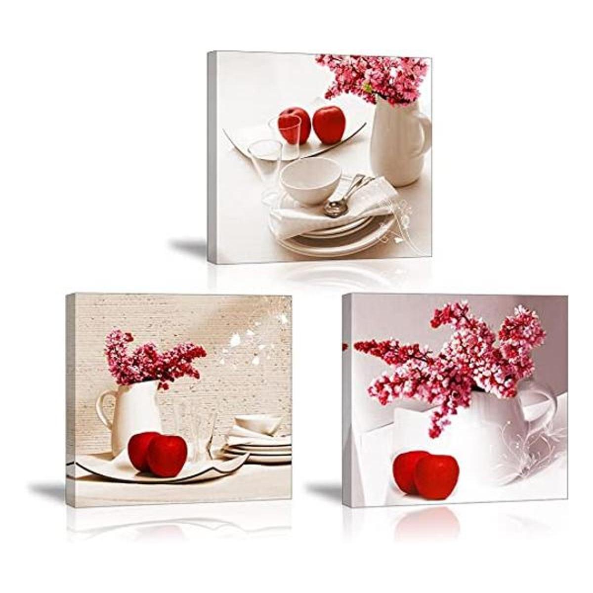 Arte de pared de manzana roja para cocina cuenco de