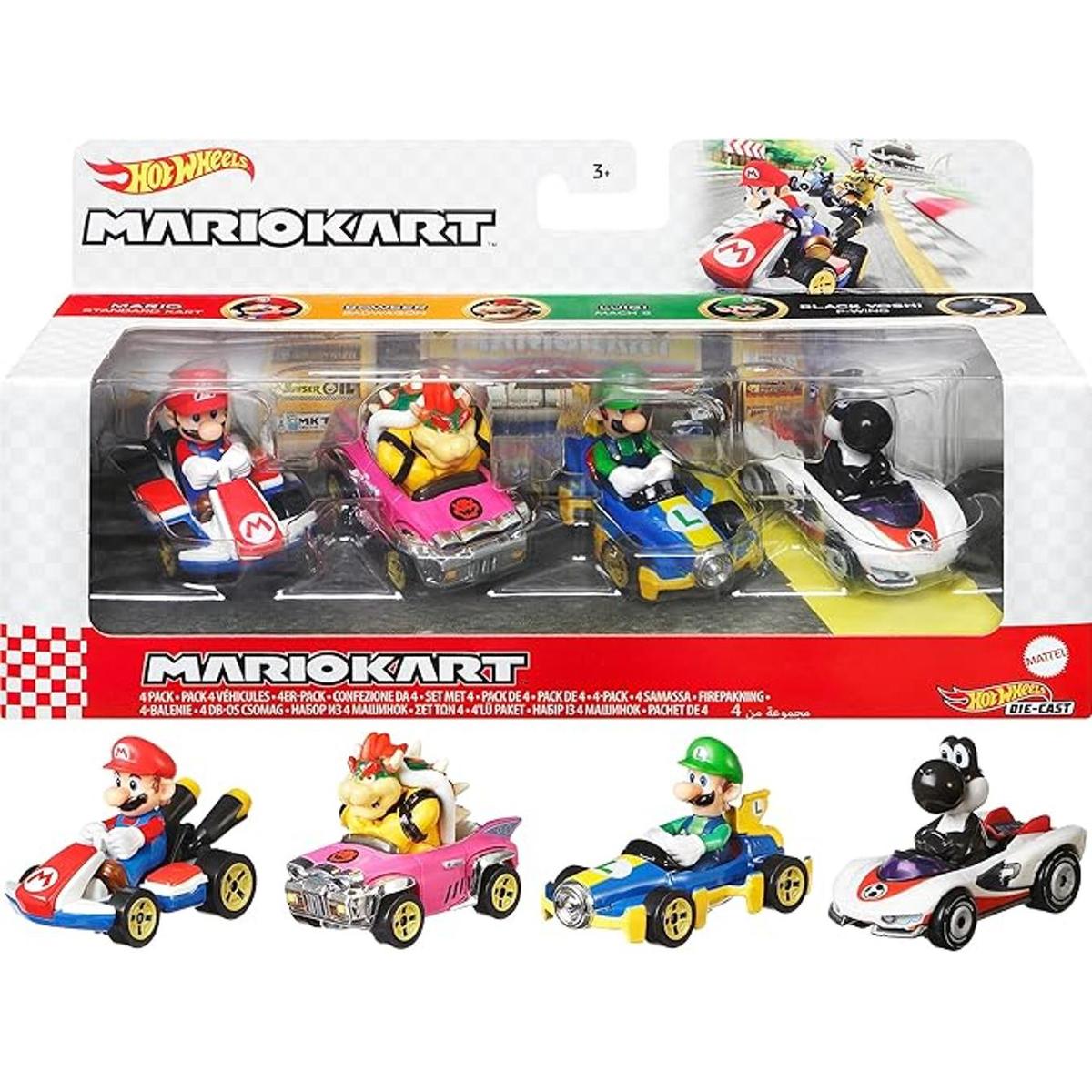 Hot Wheels Mario Kart Paquete de 4 personajes y karts en