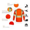 FONIRRA Camiseta de seguridad de manga larga reflectante