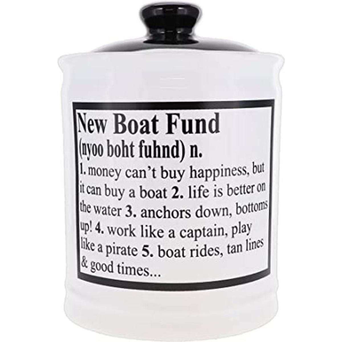 Cottage Creek New Boat Fund Alcancía tarro de dulces para