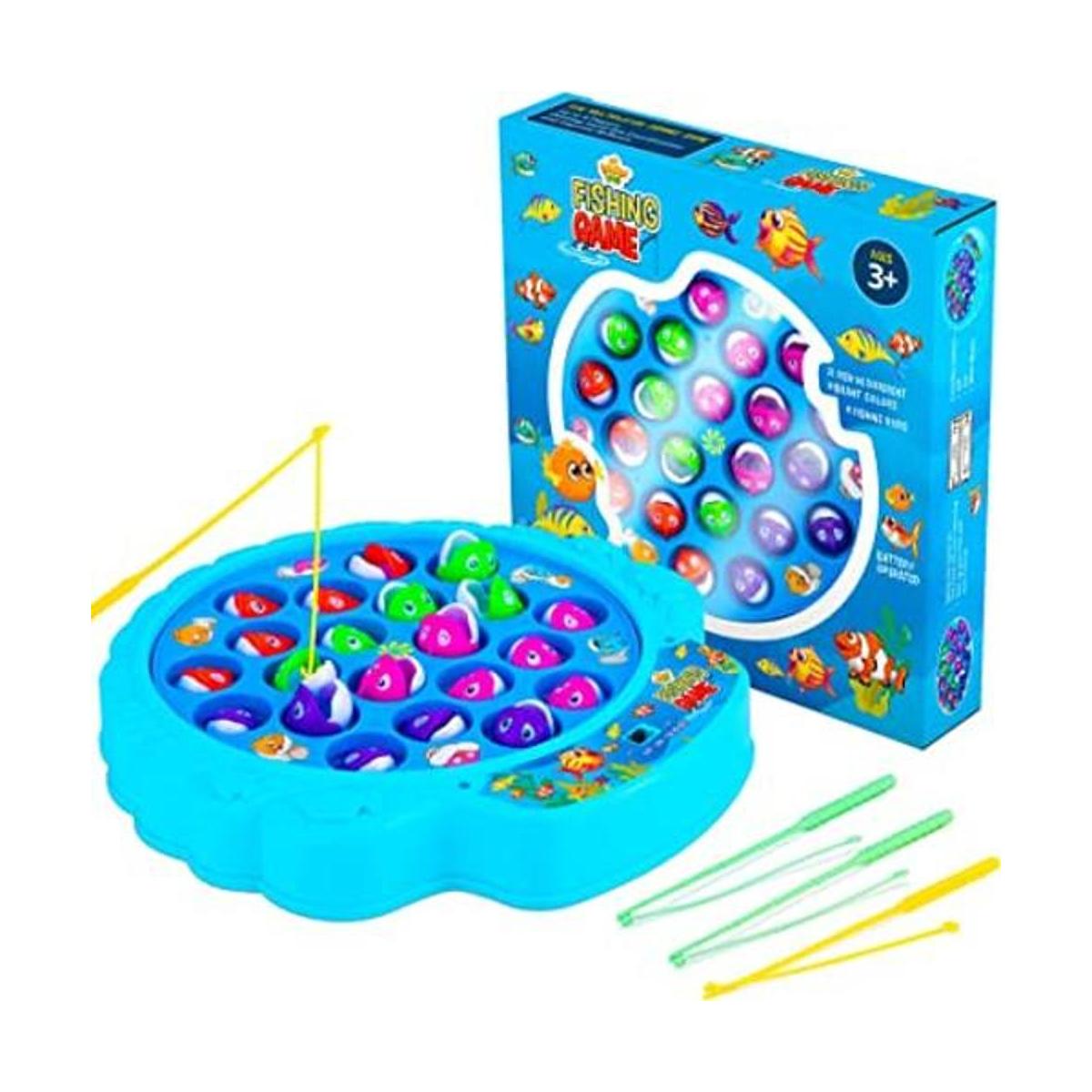 Juego de juego de pesca 21 peces 4 postes y tablero