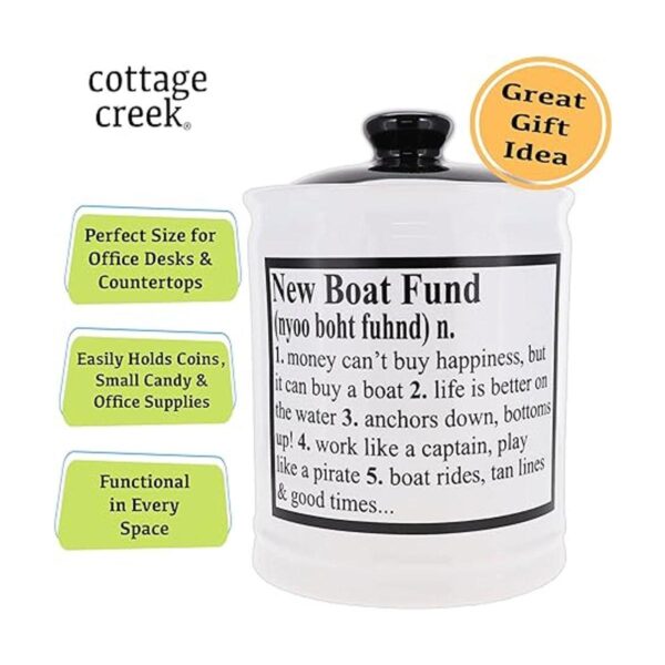 Cottage Creek New Boat Fund Alcancía tarro de dulces para