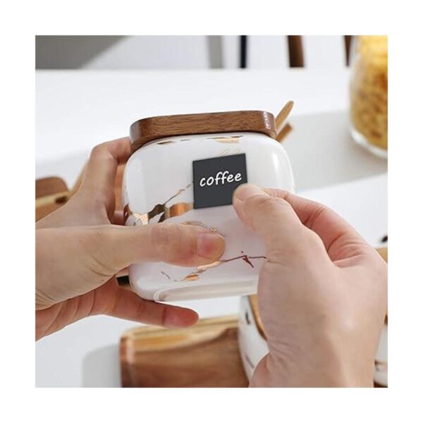 Juego de 3 tarros de cerámica para café con tapa cuchara