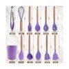 Juego de 12 utensilios de cocina de silicona con soporte
