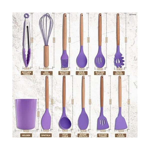 Juego de 12 utensilios de cocina de silicona con soporte