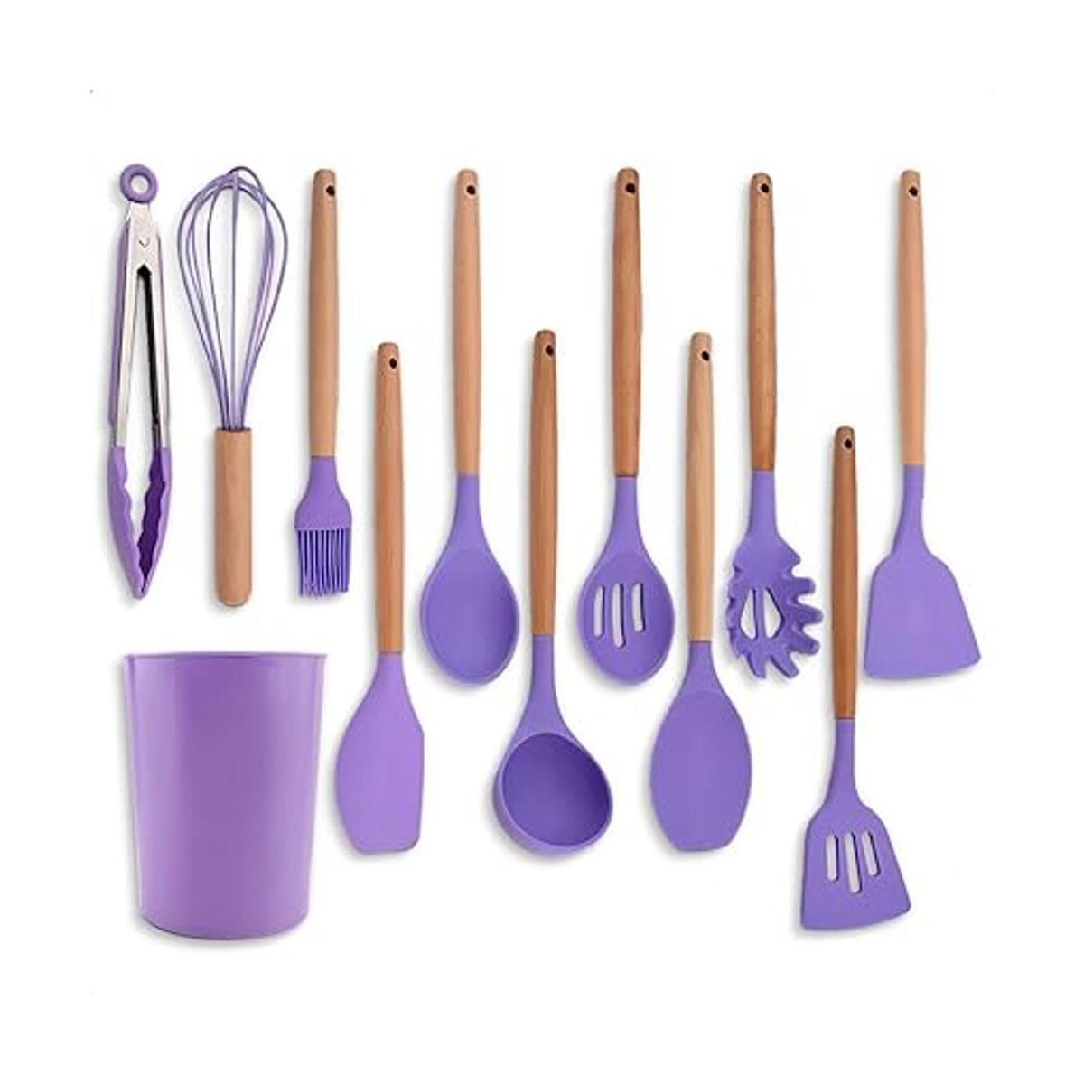Juego de 12 utensilios de cocina de silicona con soporte