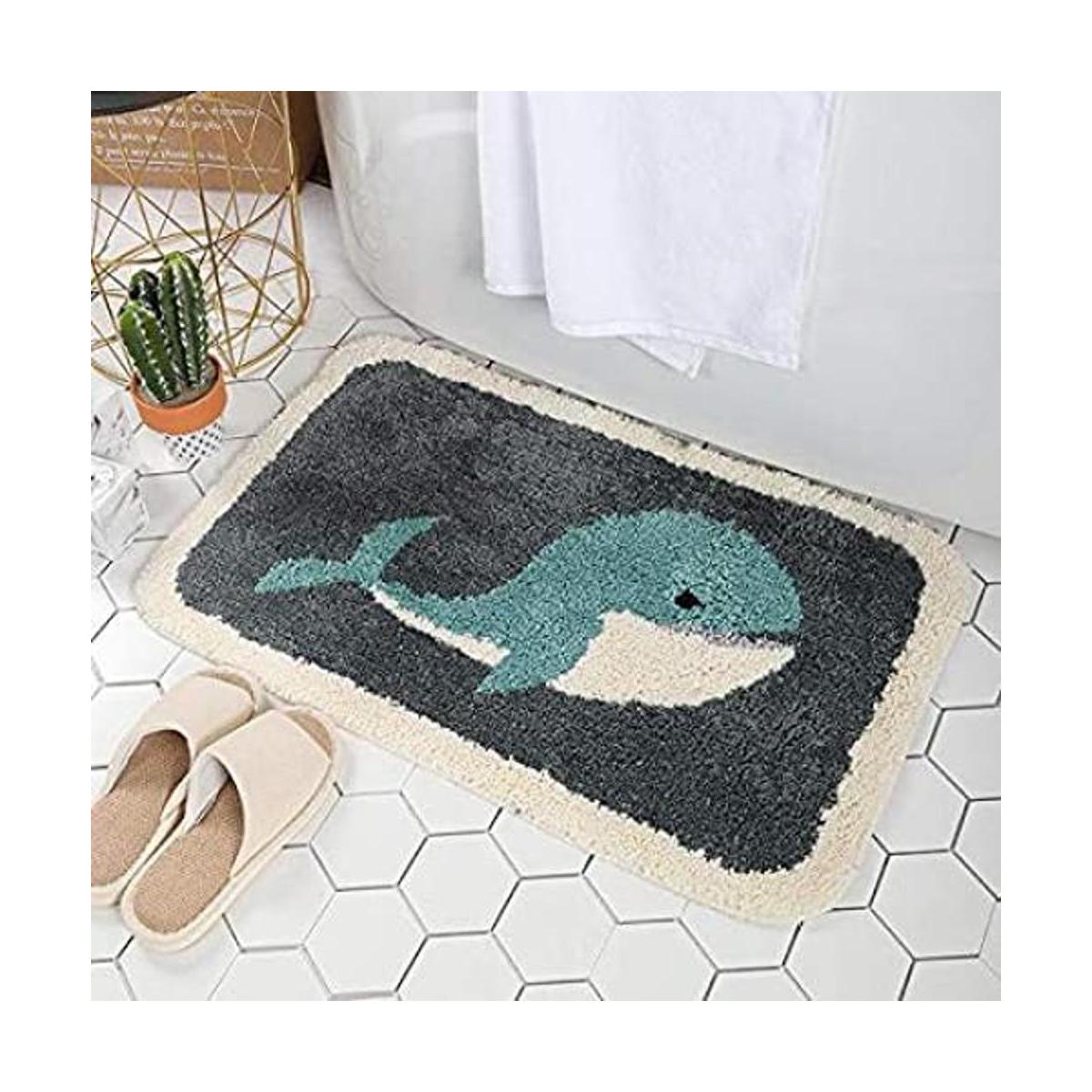 IcosaMro Alfombra de baño gris ballena alfombra de baño