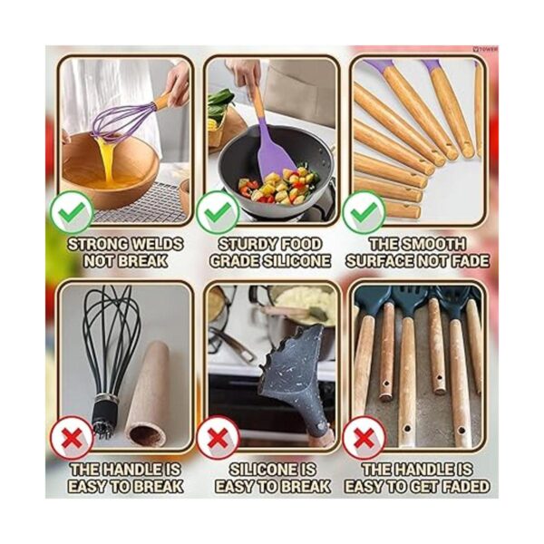 Juego de 12 utensilios de cocina de silicona con soporte