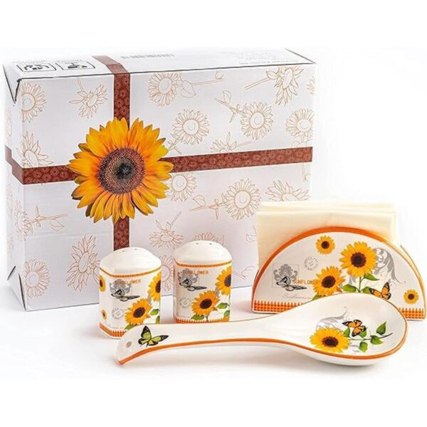 Saleros de girasol y pimienta soporte de cuchara de_3