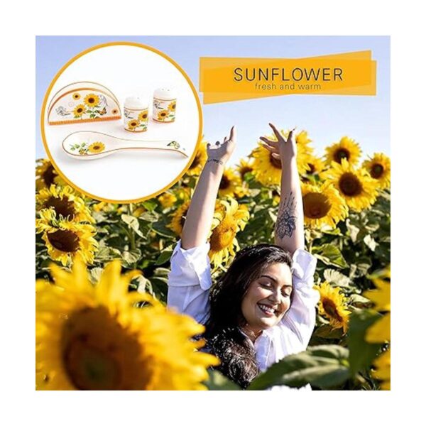 Saleros de girasol y pimienta soporte de cuchara de_2
