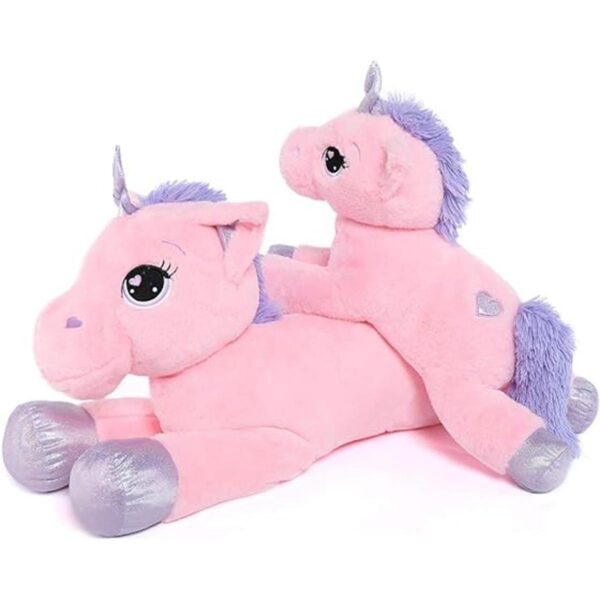 Lanmore Juguetes de peluche de unicornio grande almohada