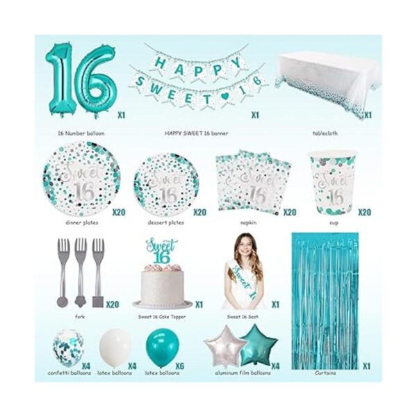 Decoraciones de cumpleaños de 16 años suministros de_2