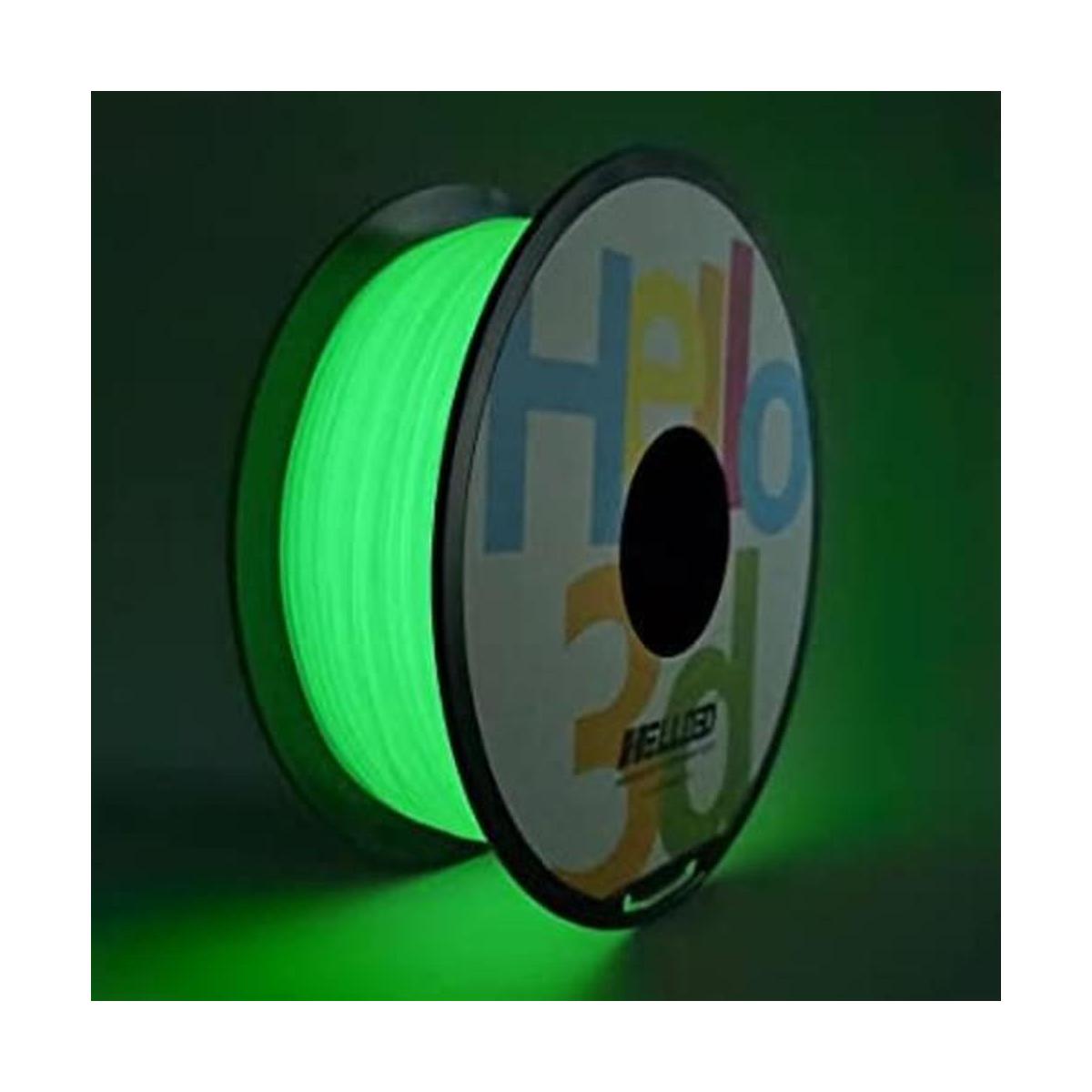 HELLO3D Filamento PLA verde luminoso que brilla en la