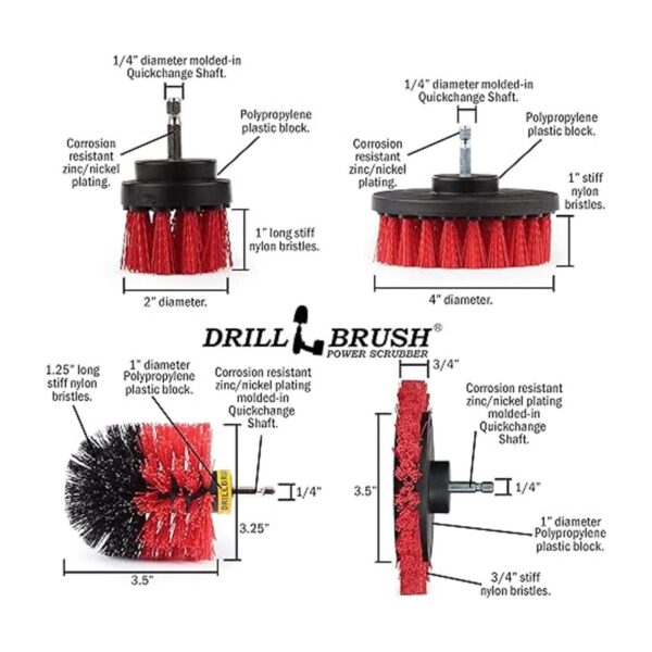 Drillbrush Red Kit de cepillo de limpieza eléctrica para_4