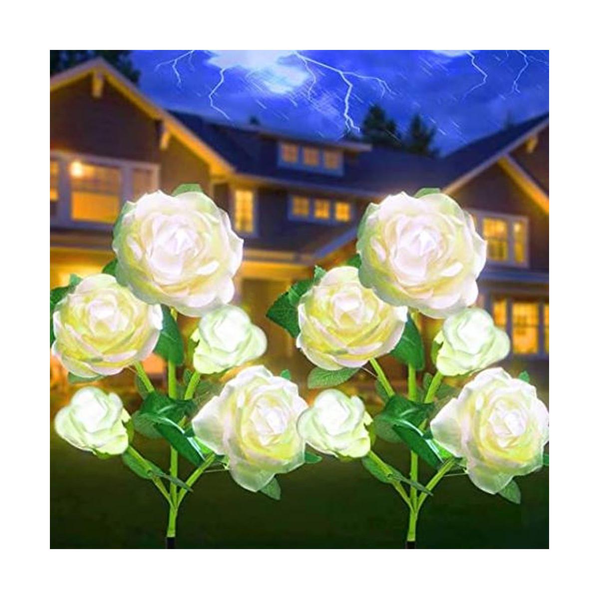 Luces solares de rosas para decoración de jardín