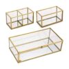 Hipiwe Caja de recuerdo de vidrio con espejo con dos
