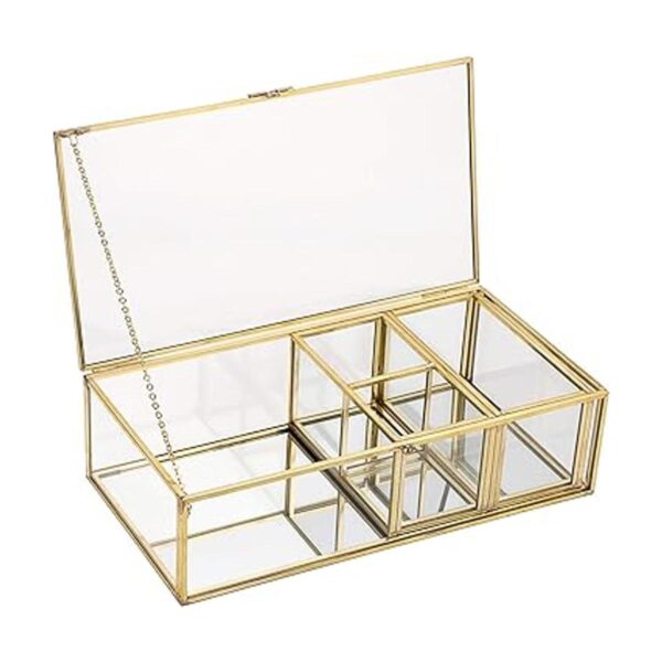 Hipiwe Caja de recuerdo de vidrio con espejo con dos