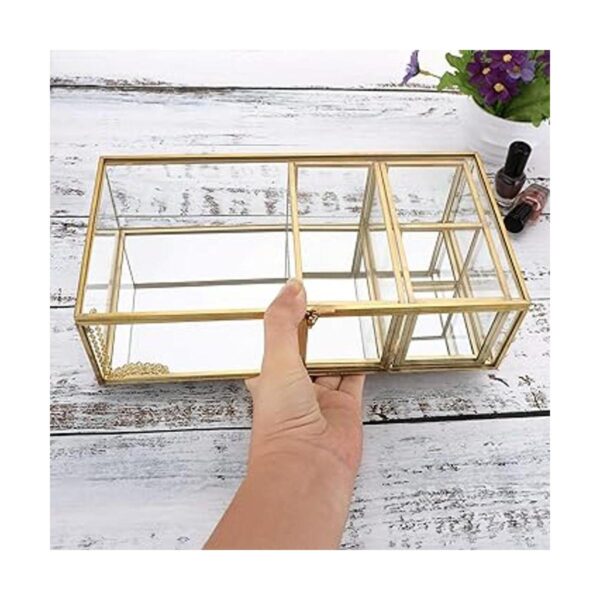 Hipiwe Caja de recuerdo de vidrio con espejo con dos