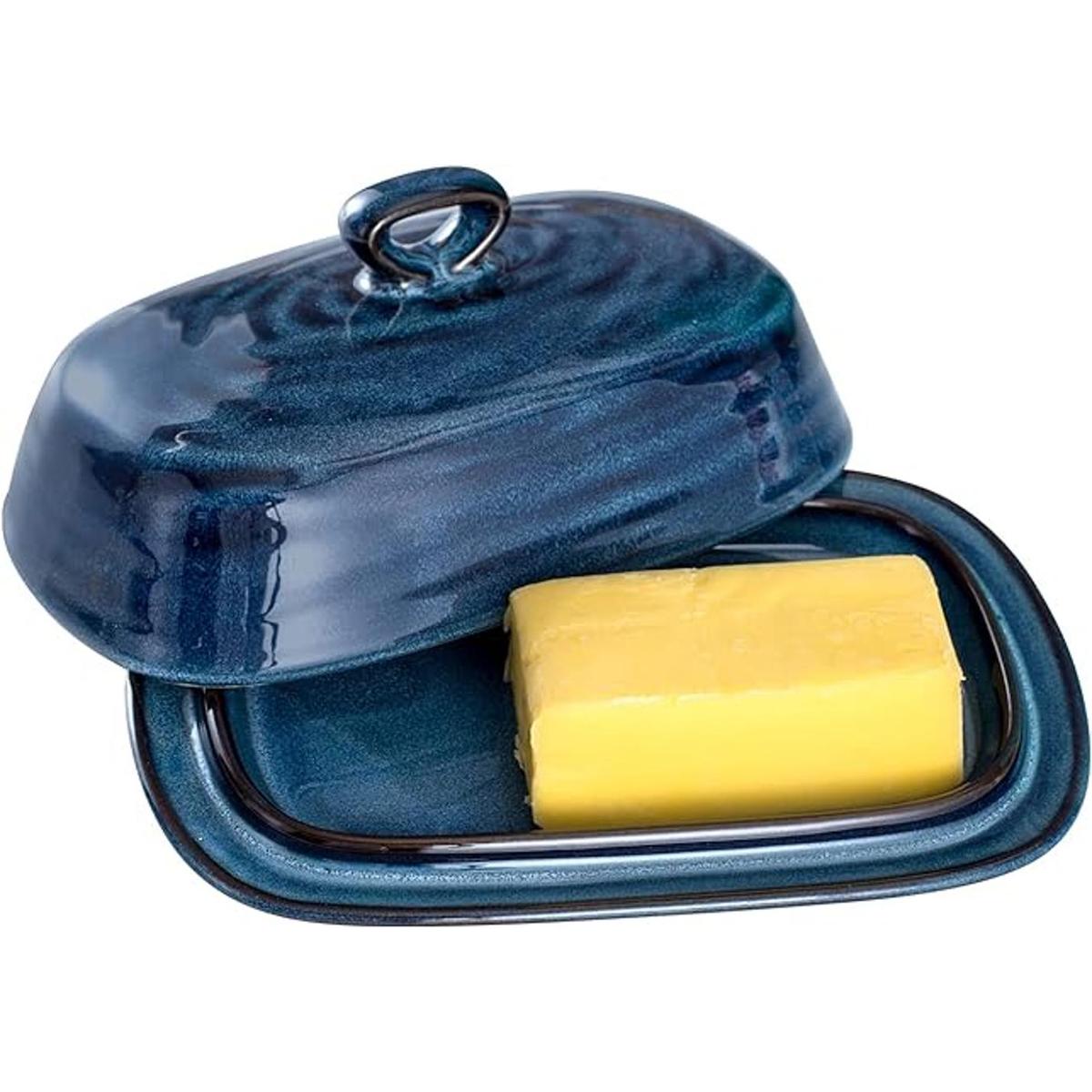 Hasense Mantequilla de porcelana con tapa recipiente de