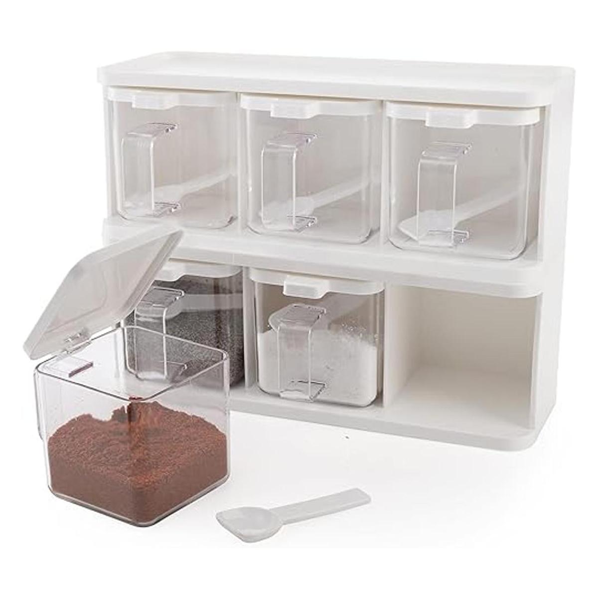 Hedume Paquete de 2 cajas de condimentos transparentes de
