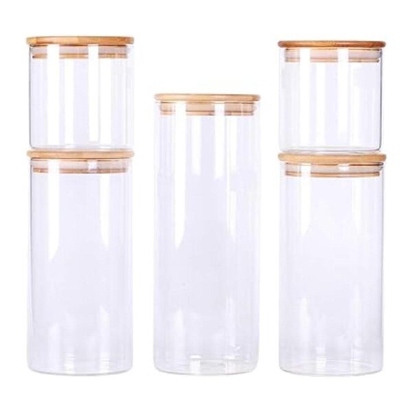 Juego de 5 recipientes de cocina apilables con tapa de_2