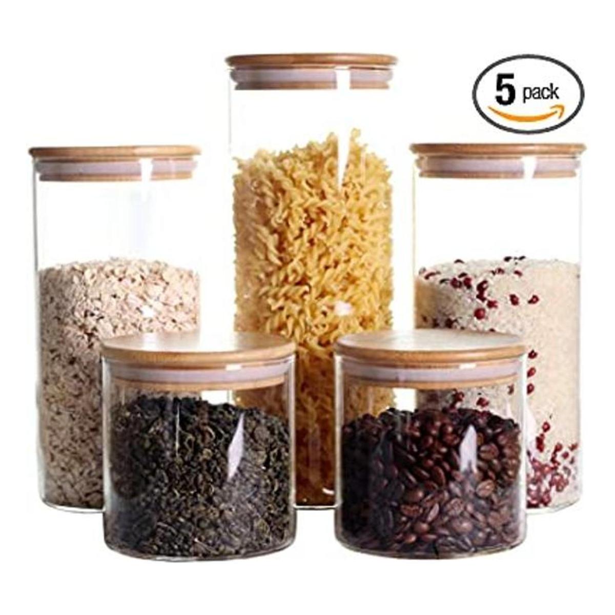 Juego de 5 recipientes de cocina apilables con tapa de