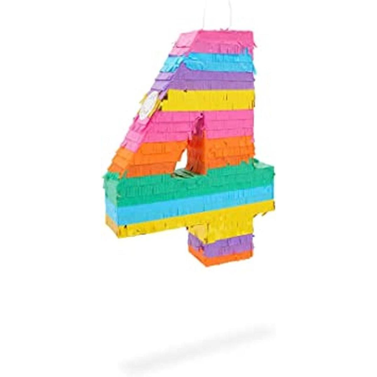 Piñata pequeña de arcoíris número 4 para fiesta de