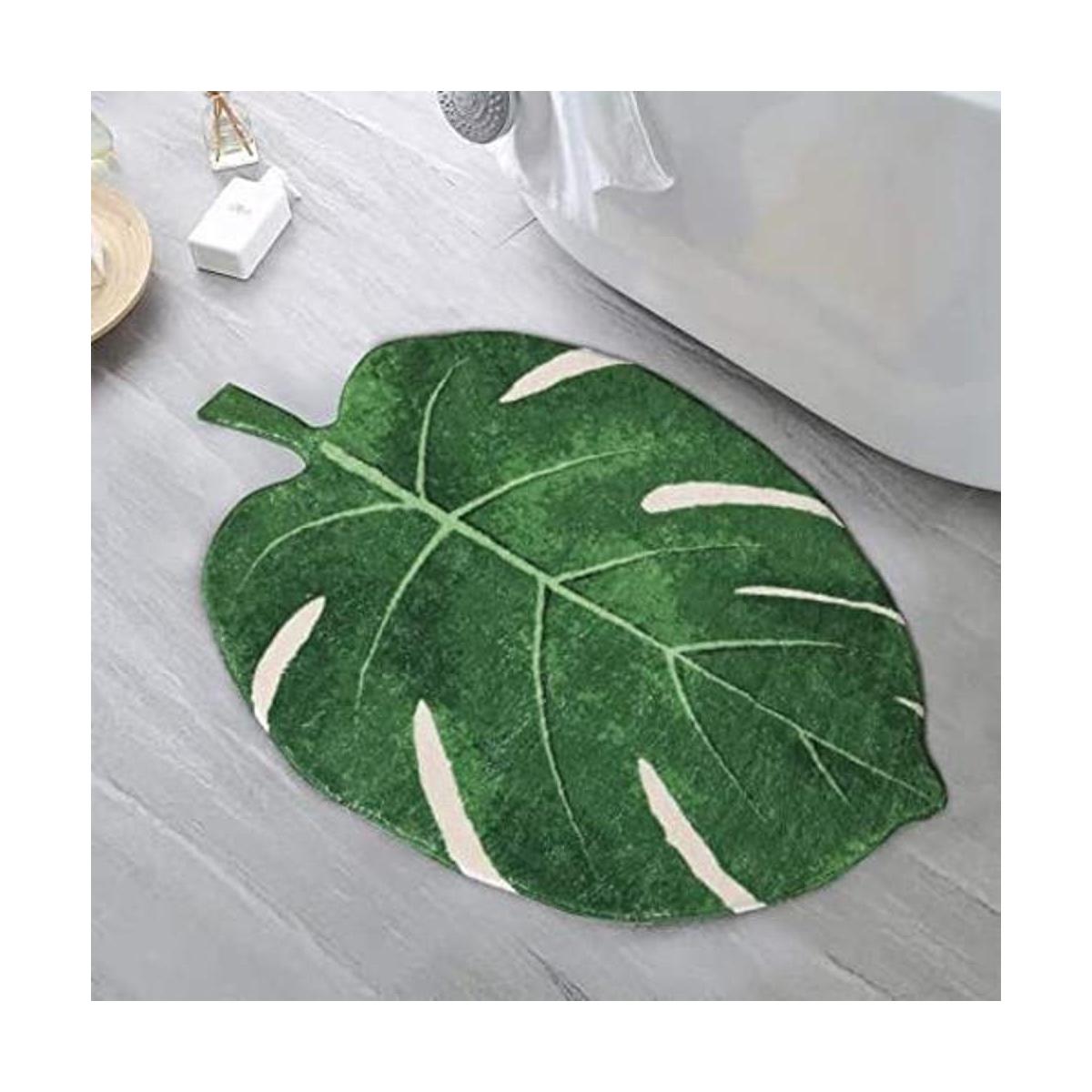 HAOCOO Alfombra de baño de 2 x 3 pies con hojas de