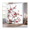 Homewelle Cortina de ducha floral roja para baño 60