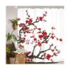 Homewelle Cortina de ducha floral roja para baño 60