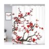 Homewelle Cortina de ducha floral roja para baño 60