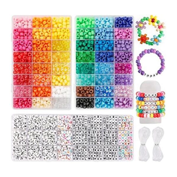 Quefe Juego de 3960 cuentas de pony para hacer pulseras_1